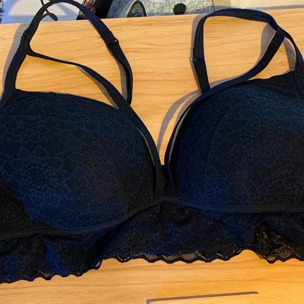 Black lace PINK bralette
